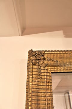 Antique 19 Century French Continental Gilt Overmental Wall Console Mirror Floral