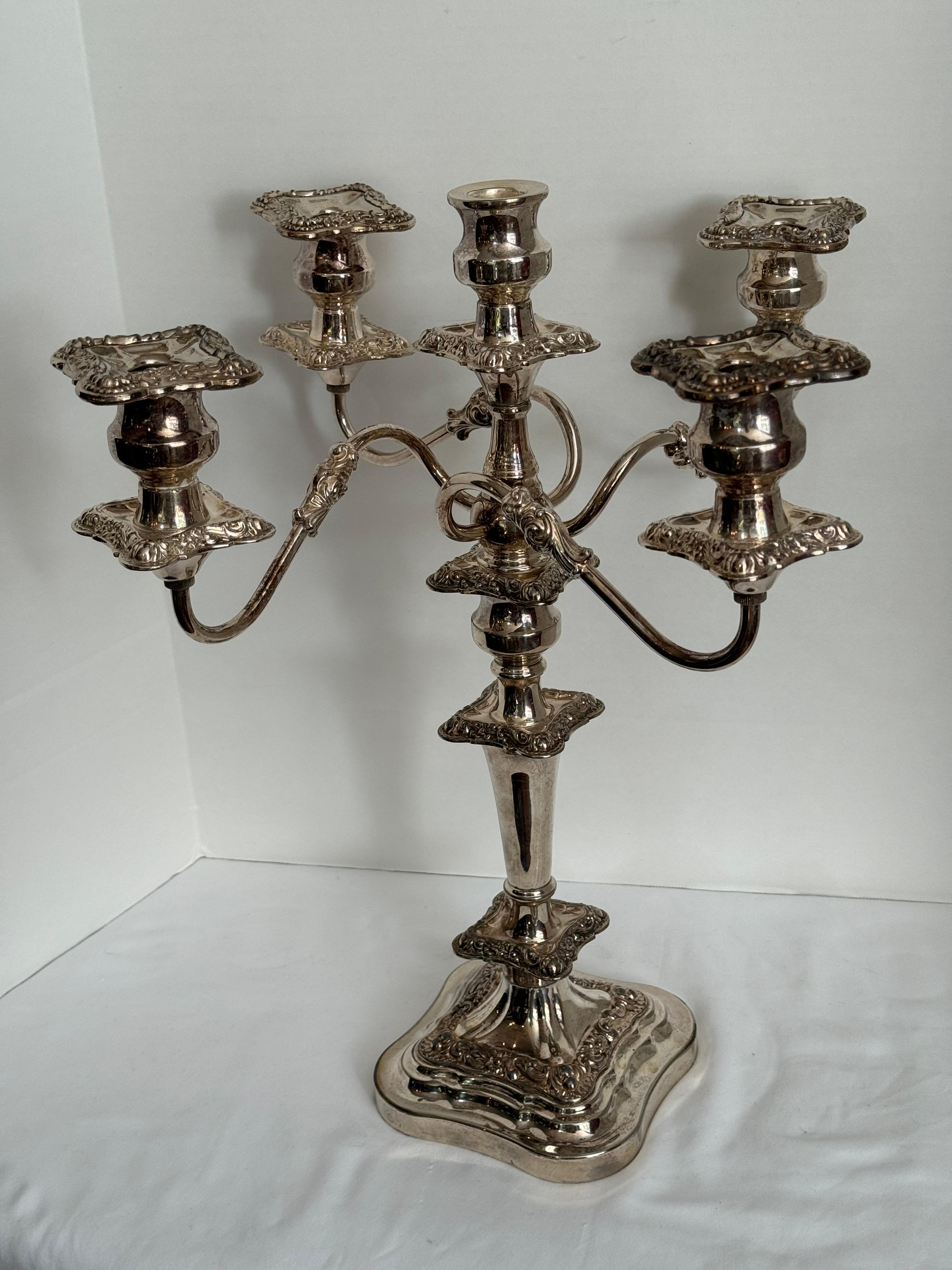 Baroque Antique 19 century Sheffield Silverplate Candelabrum For Sale