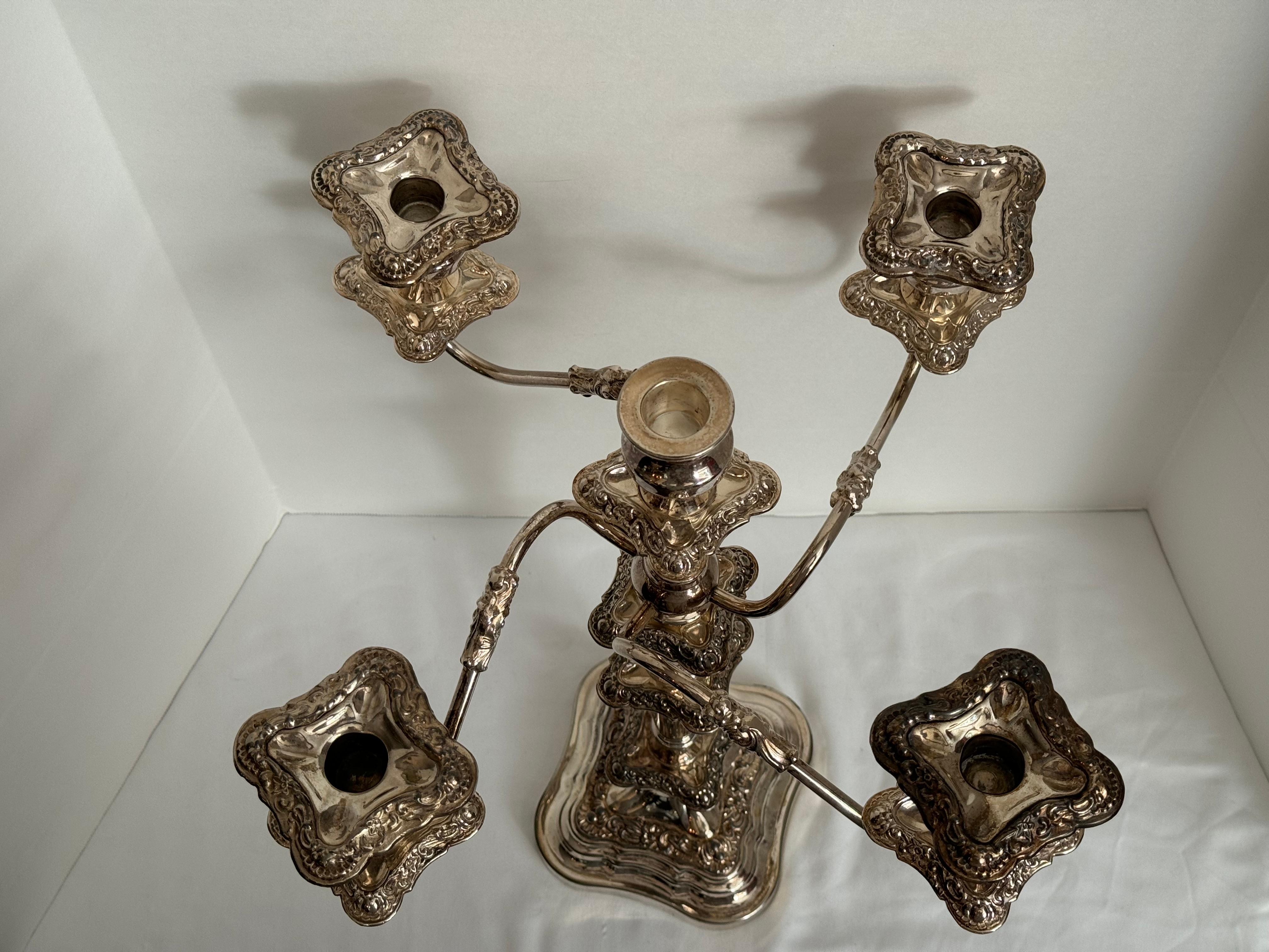 English Antique 19 century Sheffield Silverplate Candelabrum For Sale