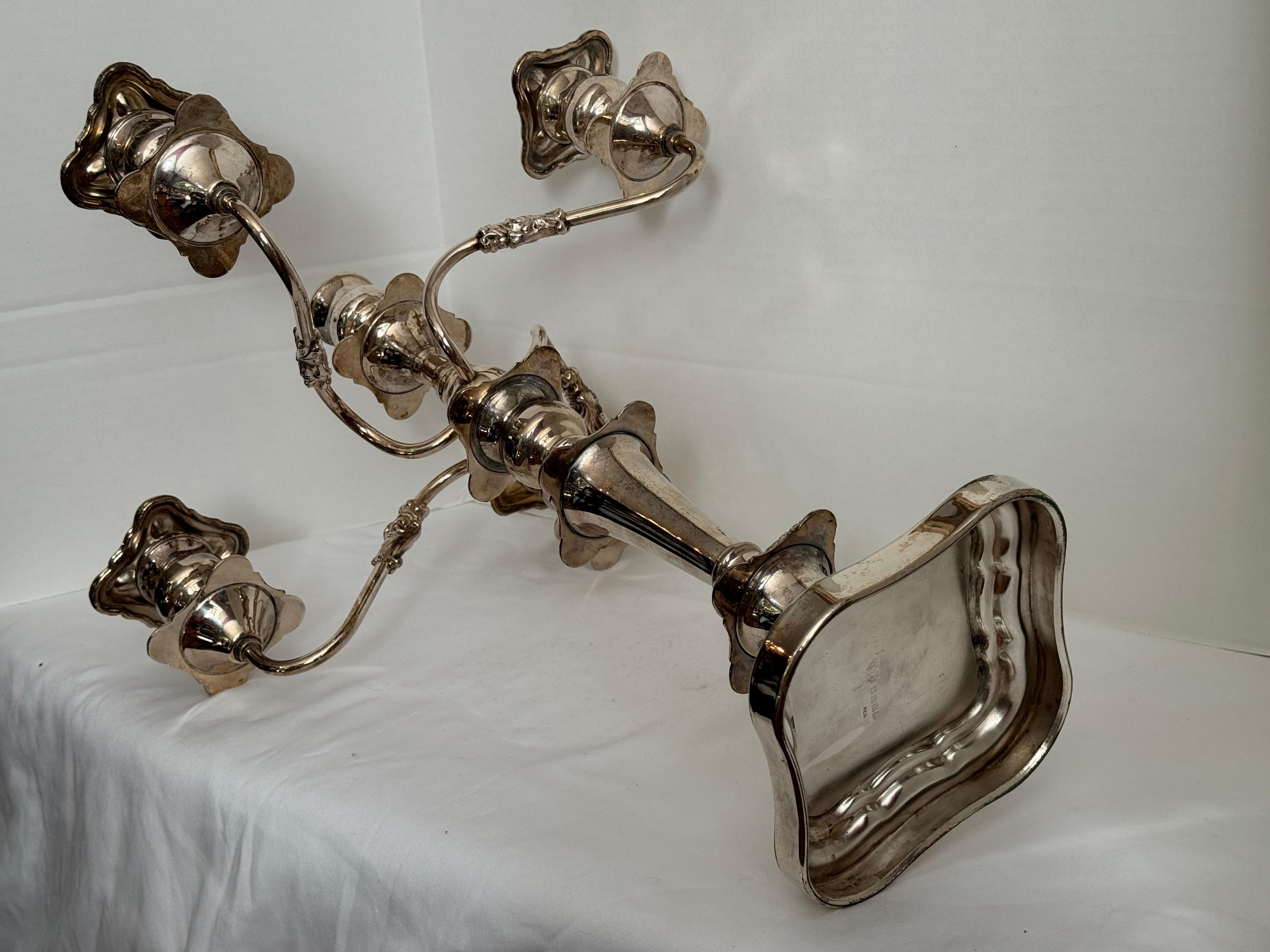 Antique 19 century Sheffield Silverplate Candelabrum In Good Condition For Sale In Birmingham, AL