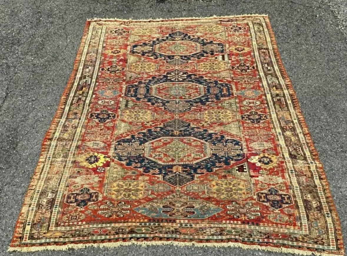 Antique 19-Count Caucasian SUMACH Rug A&C Stickley Era - rr4653/ ON SALE  NOW en venta 4
