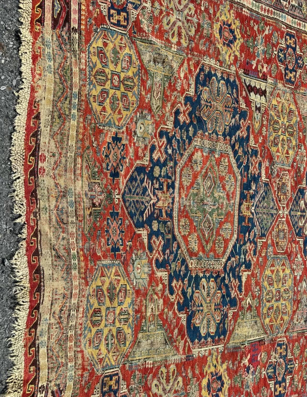 Antique 19-Count Caucasian SUMACH Rug A&C Stickley Era - rr4653/ ON SALE  NOW Artes y manualidades en venta