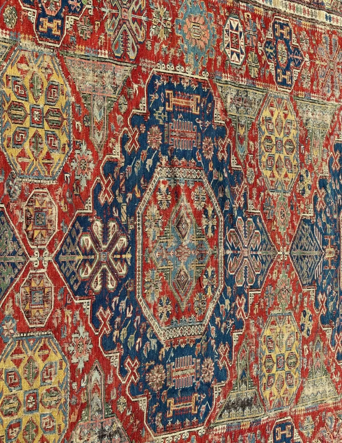 Antique 19-Count Caucasian SUMACH Rug A&C Stickley Era - rr4653/ ON SALE  NOW en Bueno estado para la venta en Shamokin Dam, PA