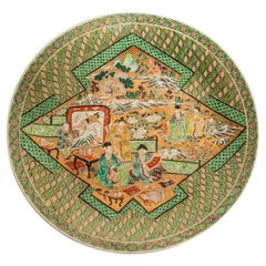 Antique 19" Japanese Meiji Imari Gilt Porcelain Charger Six Immortal Poets 1890