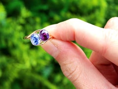 Antique 1.90 Carat Pink and Blue Sapphire 18k Yellow Gold Twist Ring Circa 1905