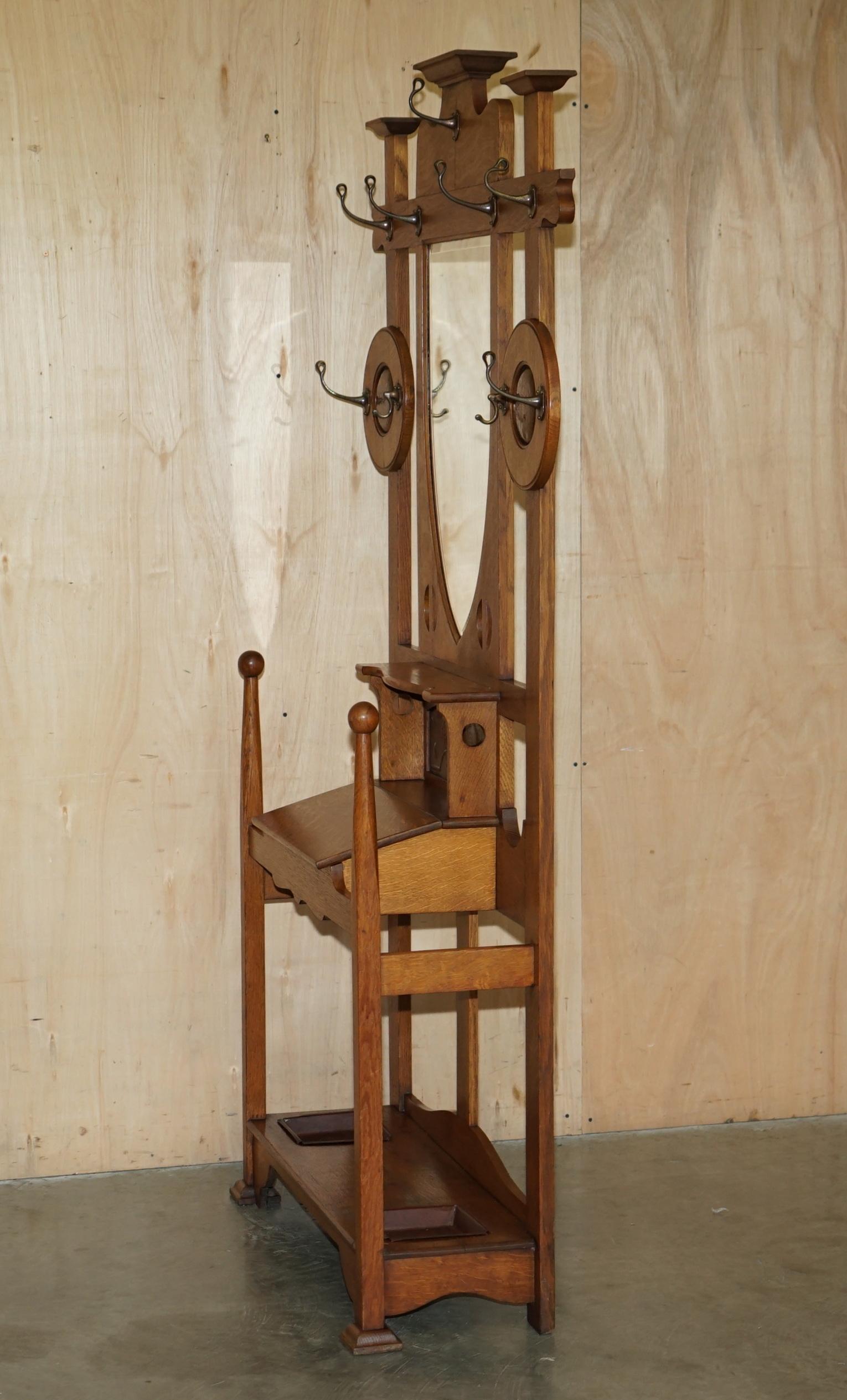 ANTiQUE 1900 ARTS & CRAFTS SHAPLAND AND PETTER HALL COAT GLOVE UMBRELLA STAND For Sale 11