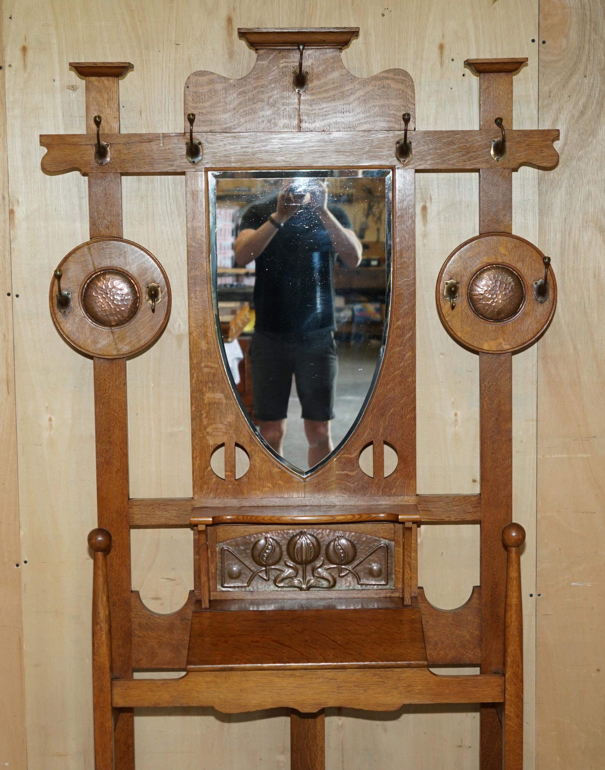 Arts and Crafts ANTiQUE 1900 ARTS & CRAFTS SHAPLAND AND PETTER HALL COAT GLOVE UMBRELLA STAND For Sale