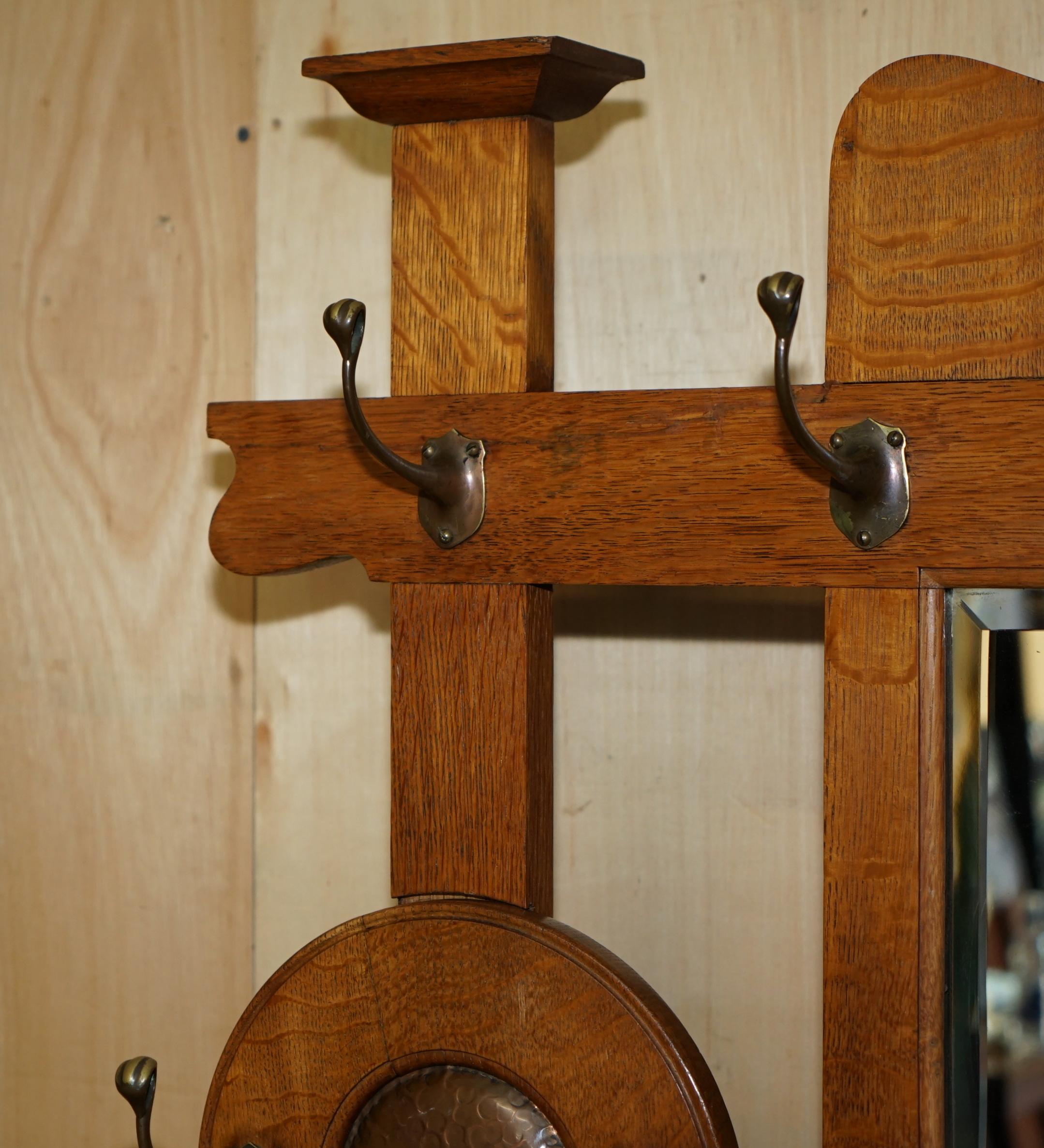 Hand-Crafted ANTiQUE 1900 ARTS & CRAFTS SHAPLAND AND PETTER HALL COAT GLOVE UMBRELLA STAND For Sale