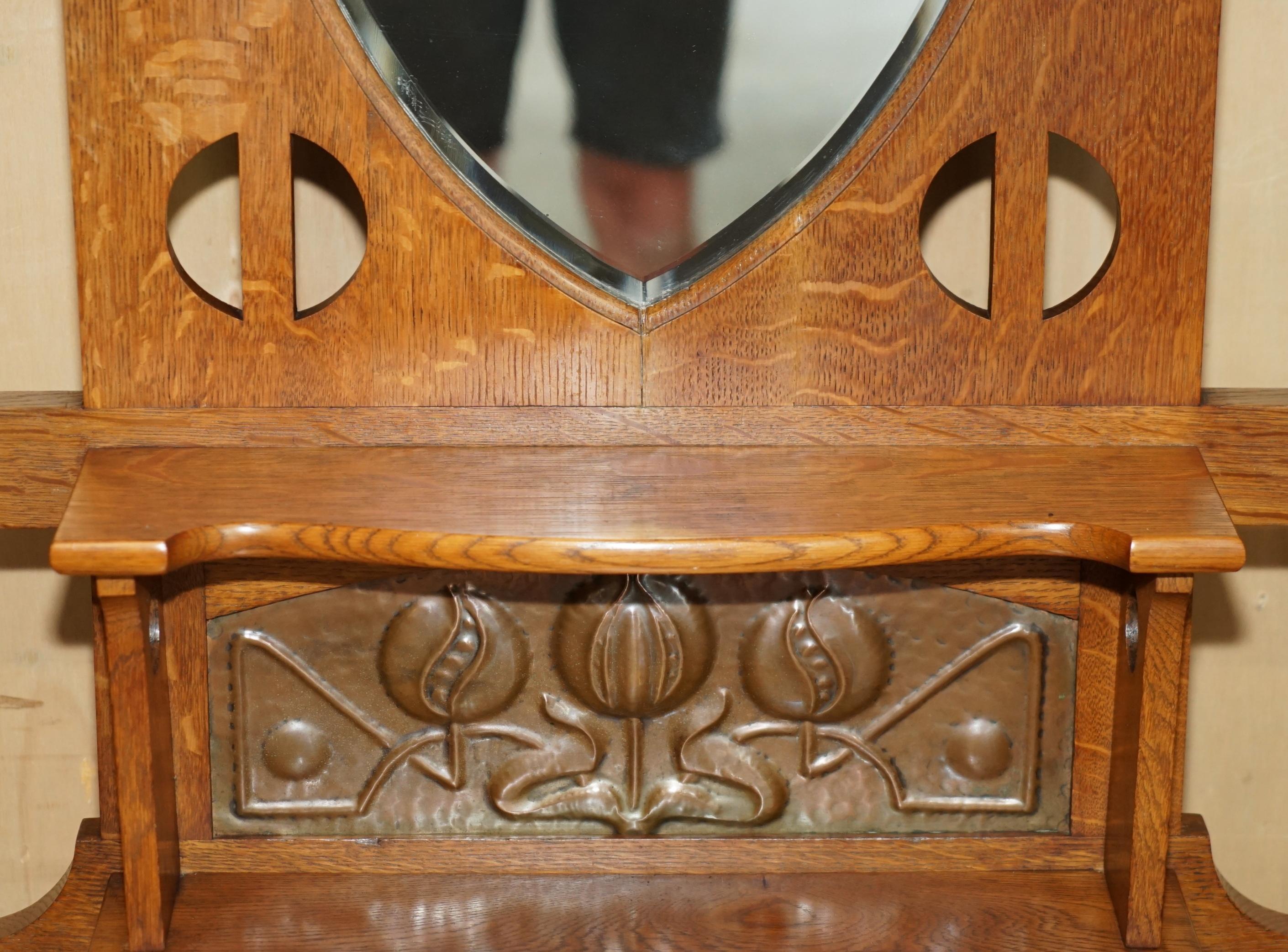 ANTiQUE 1900 ARTS & CRAFTS SHAPLAND AND PETTER HALL COAT GLOVE UMBRELLA STAND For Sale 1