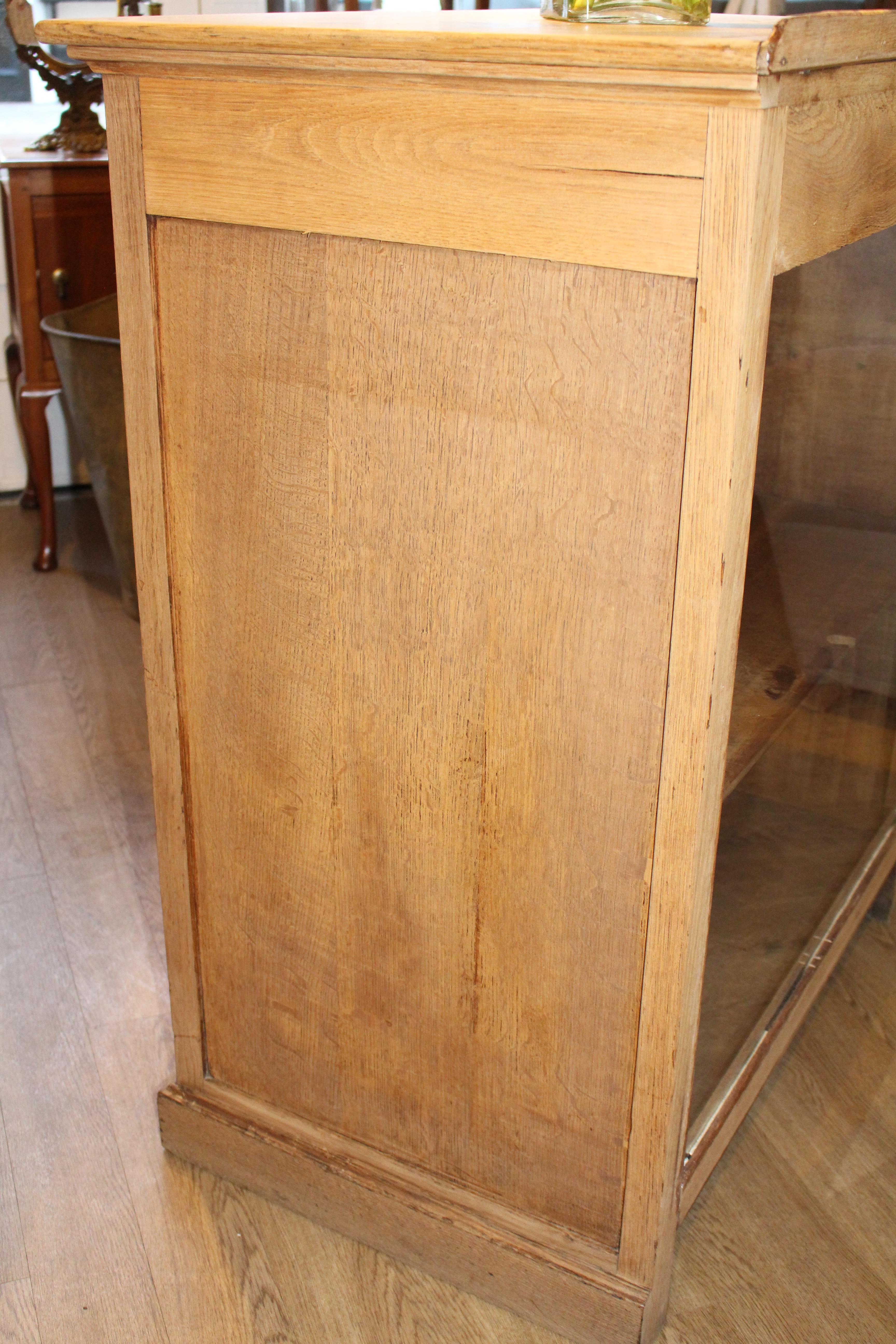 Antique 1900 French Continental Bleached Solid Oak Shop Counter Display Cabinet For Sale 4