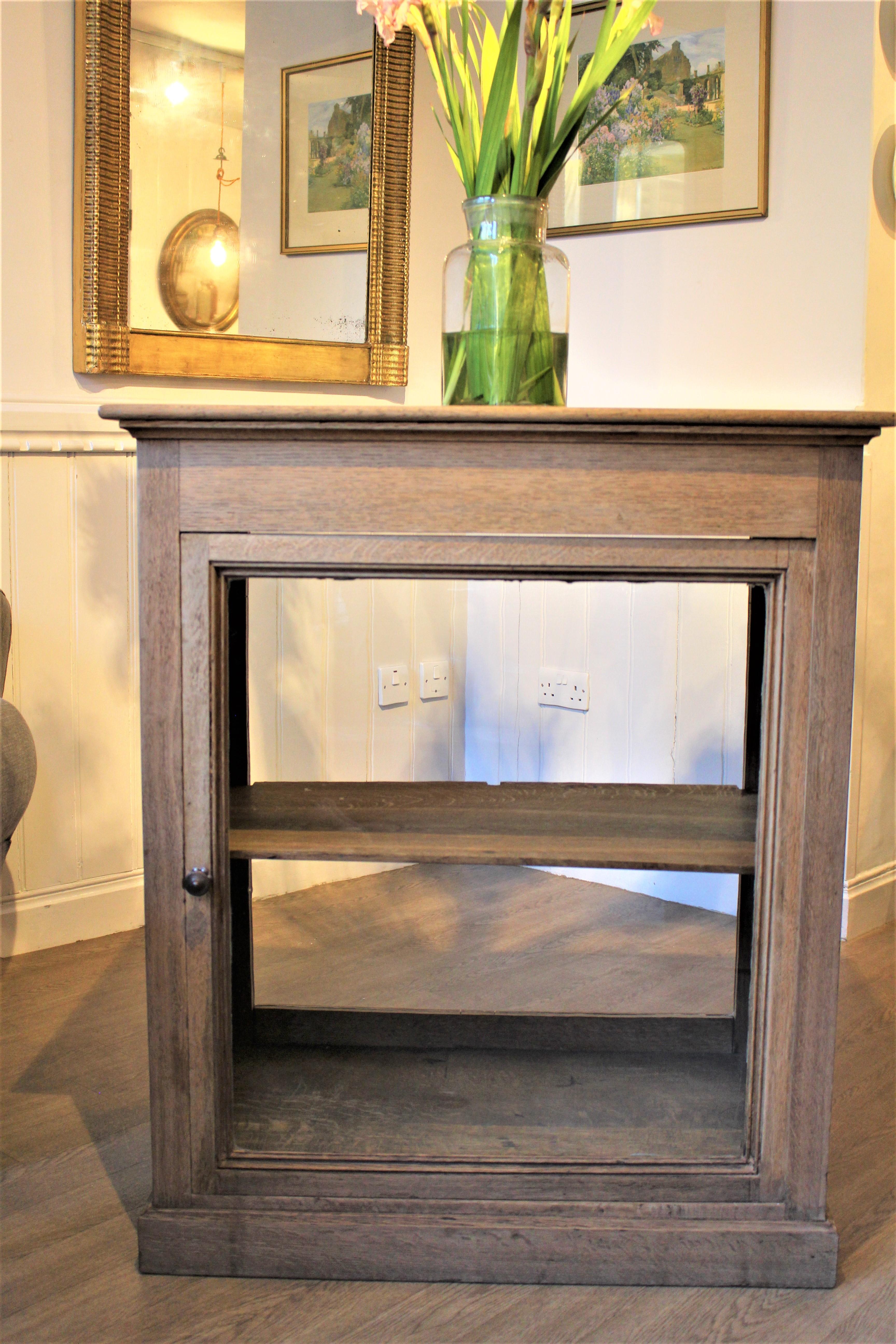 Antique 1900 French Continental Bleached Solid Oak Shop Counter Display Cabinet For Sale 9