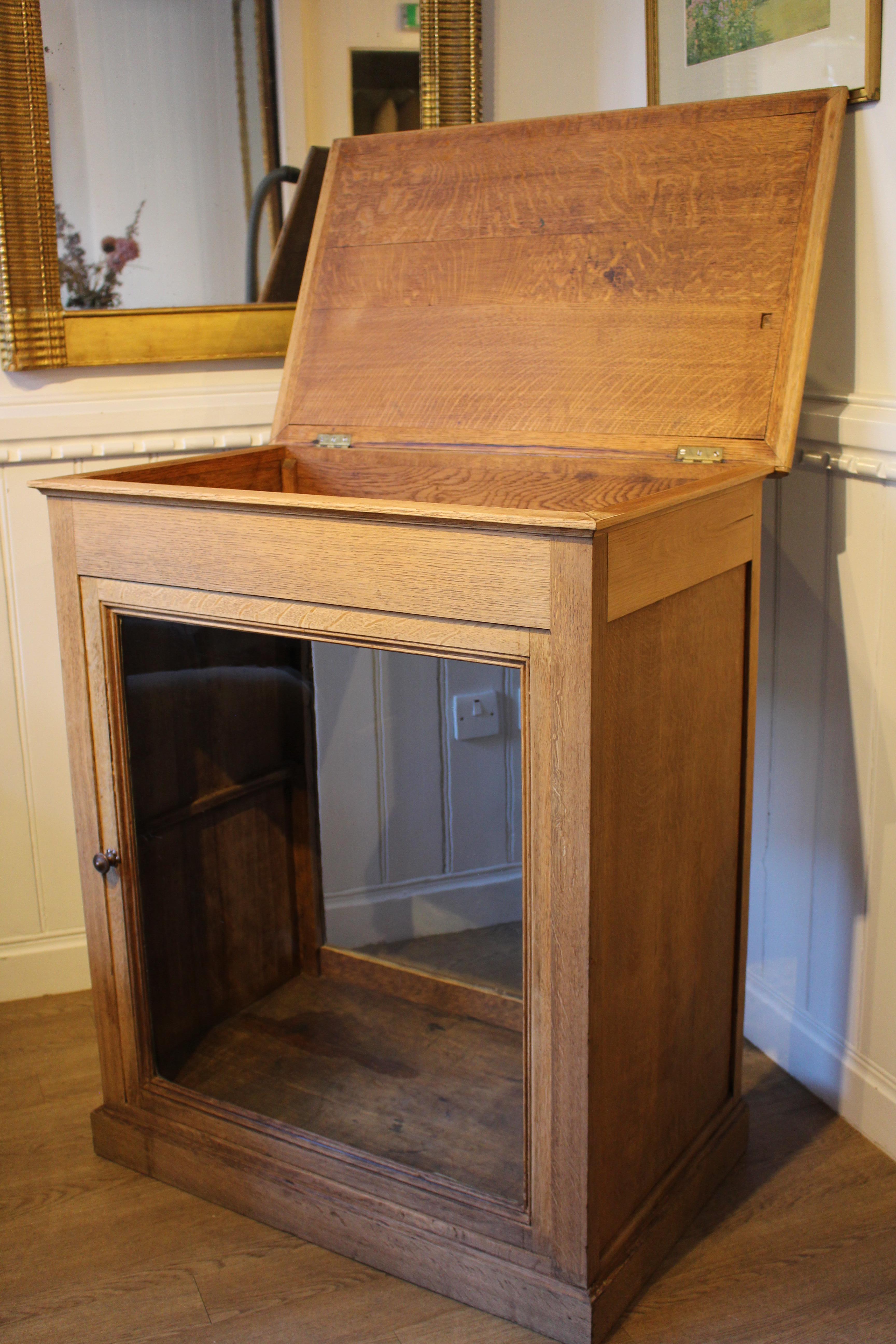 Other Antique 1900 French Continental Bleached Solid Oak Shop Counter Display Cabinet For Sale