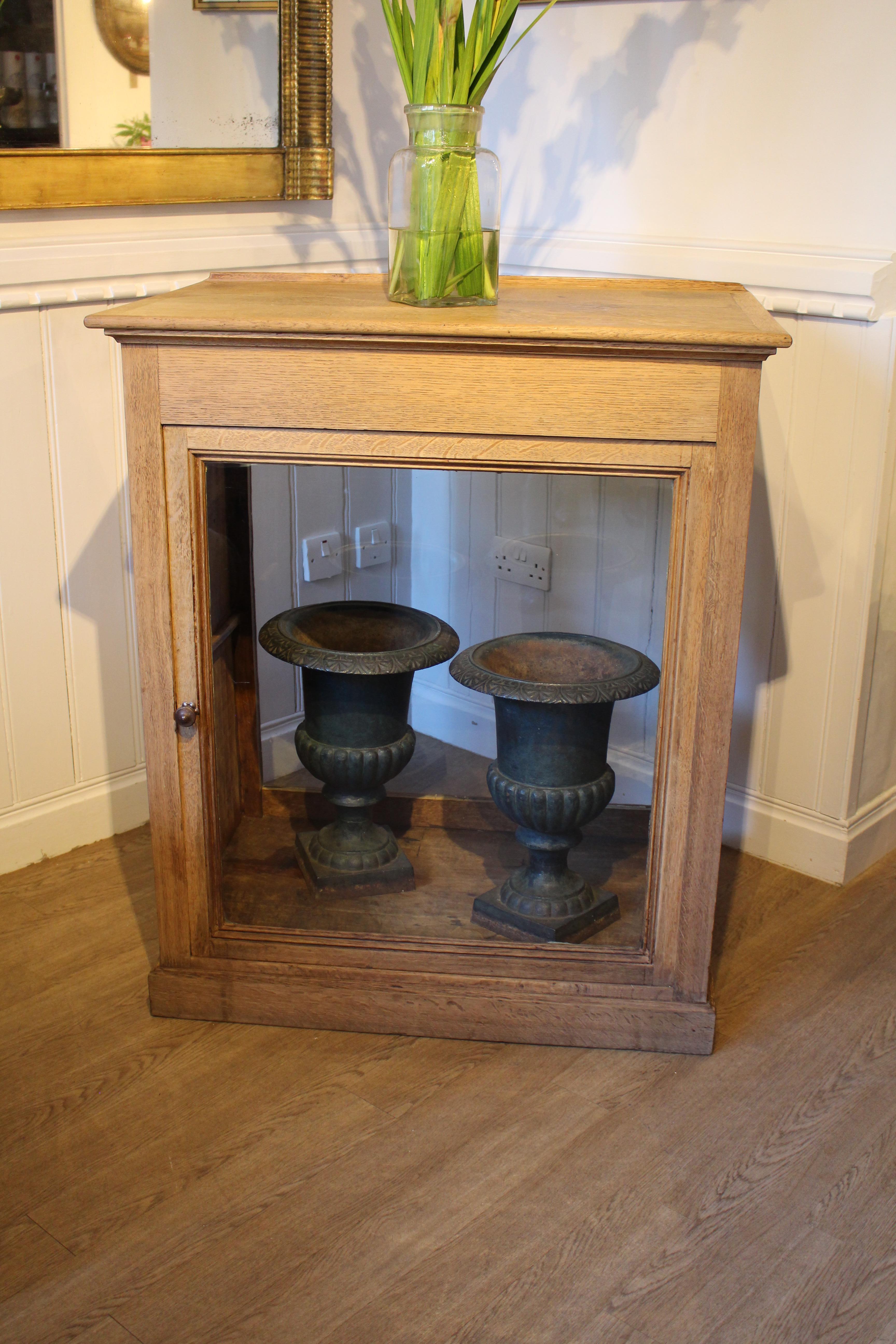 Antique 1900 French Continental Bleached Solid Oak Shop Counter Display Cabinet For Sale 2