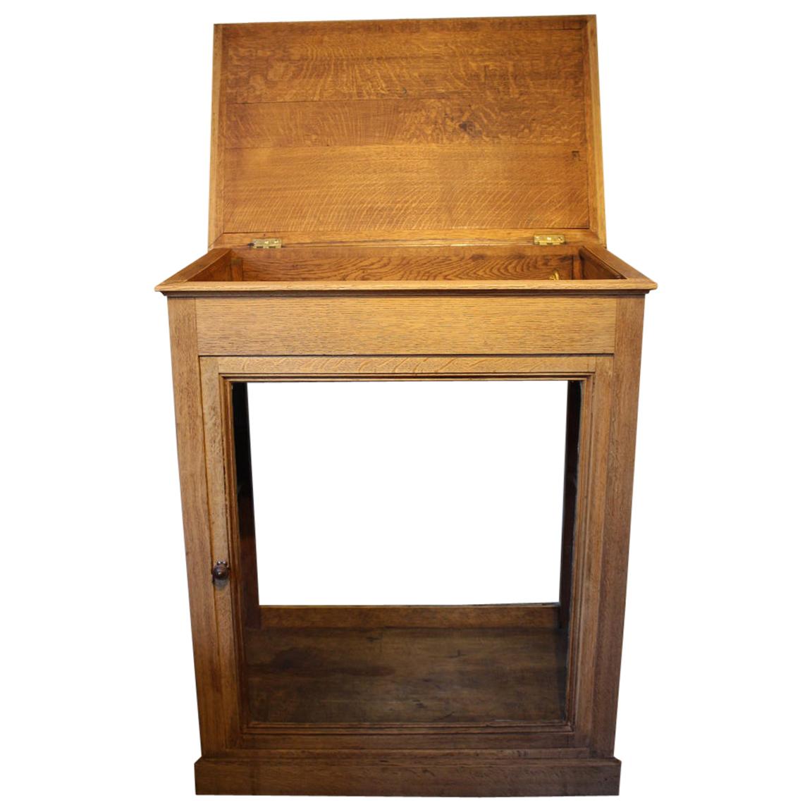 Antique 1900 French Continental Bleached Solid Oak Shop Counter Display Cabinet For Sale