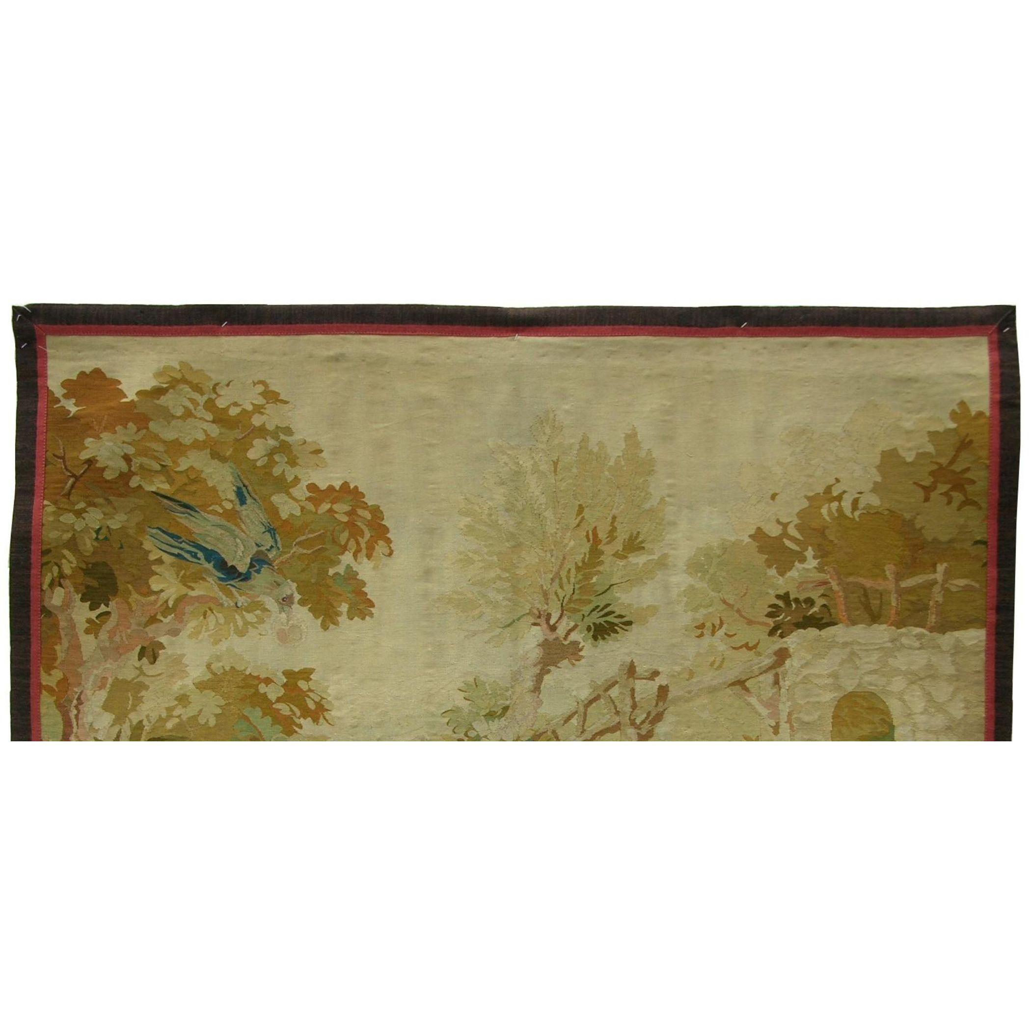 French Provincial Antique 1900 French Tapestry 5' X 4'6