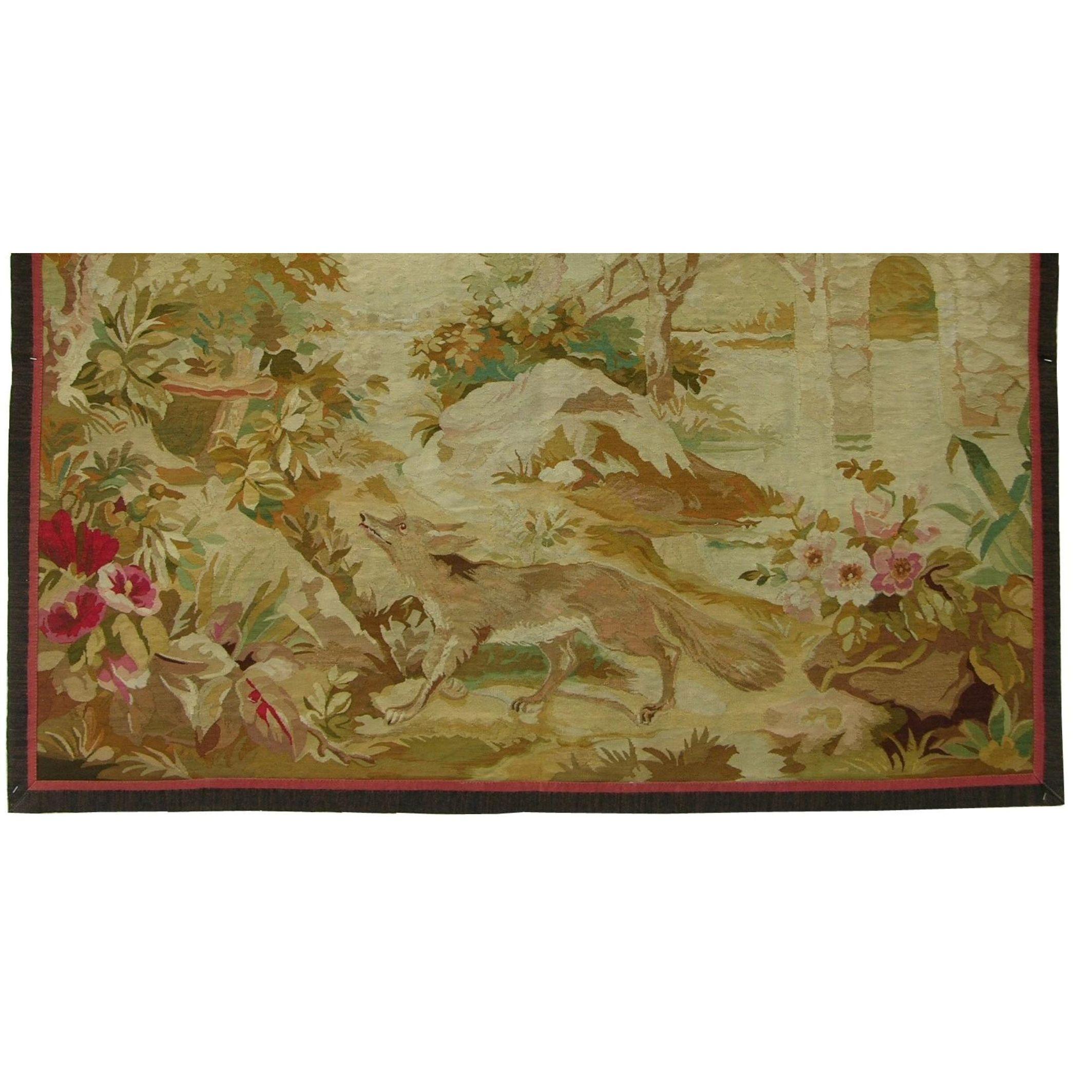 Unknown Antique 1900 French Tapestry 5' X 4'6