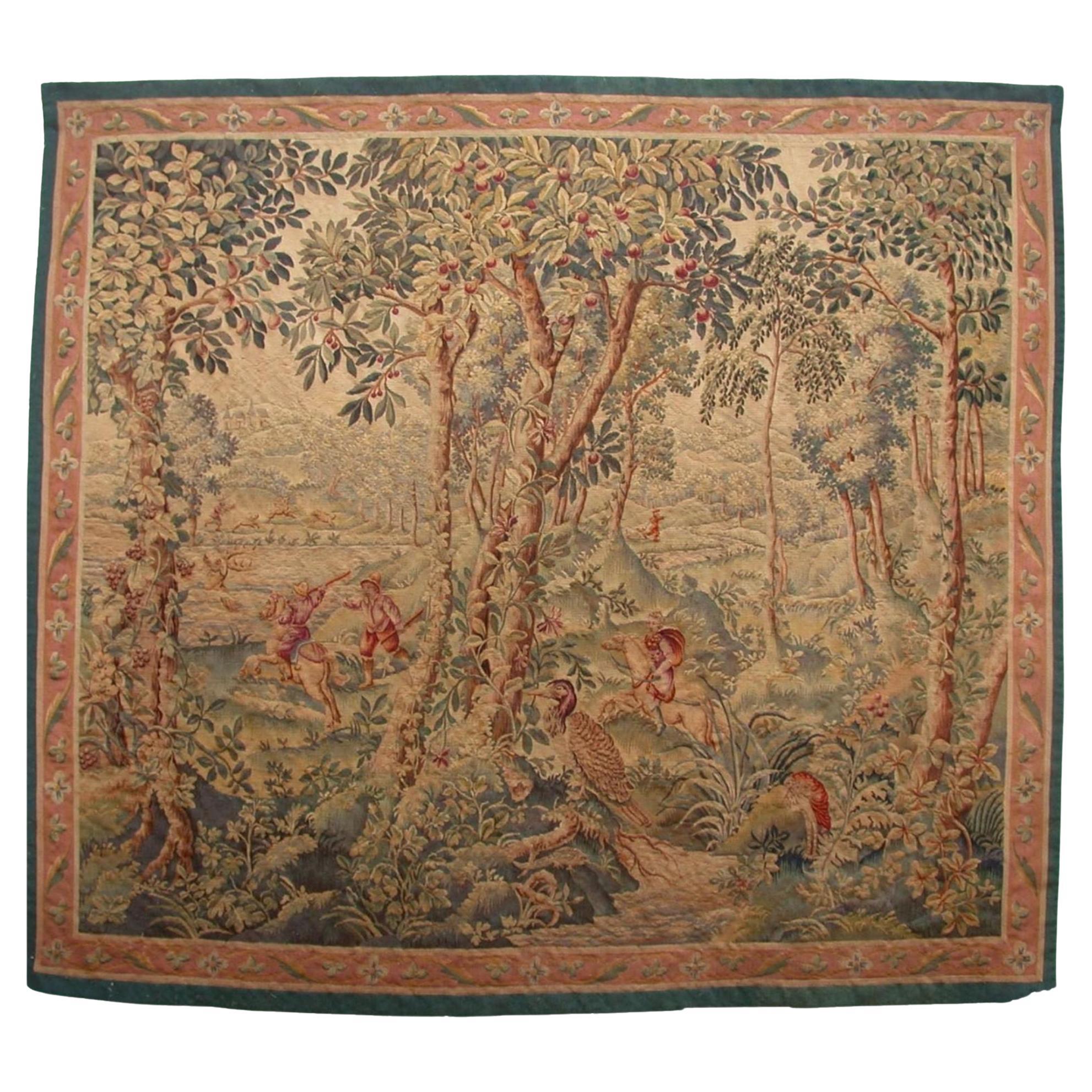 Antique 1900 French Tapestry 5'7" X 5' For Sale