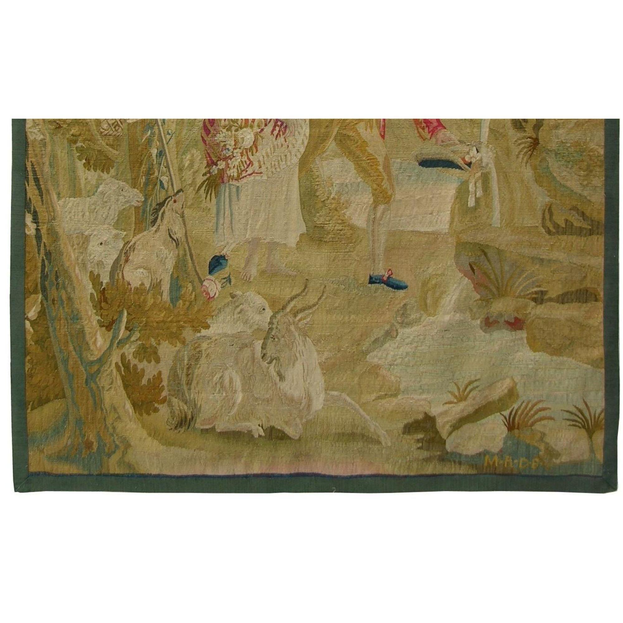 French Provincial Antique 1900 French Tapestry 6'2