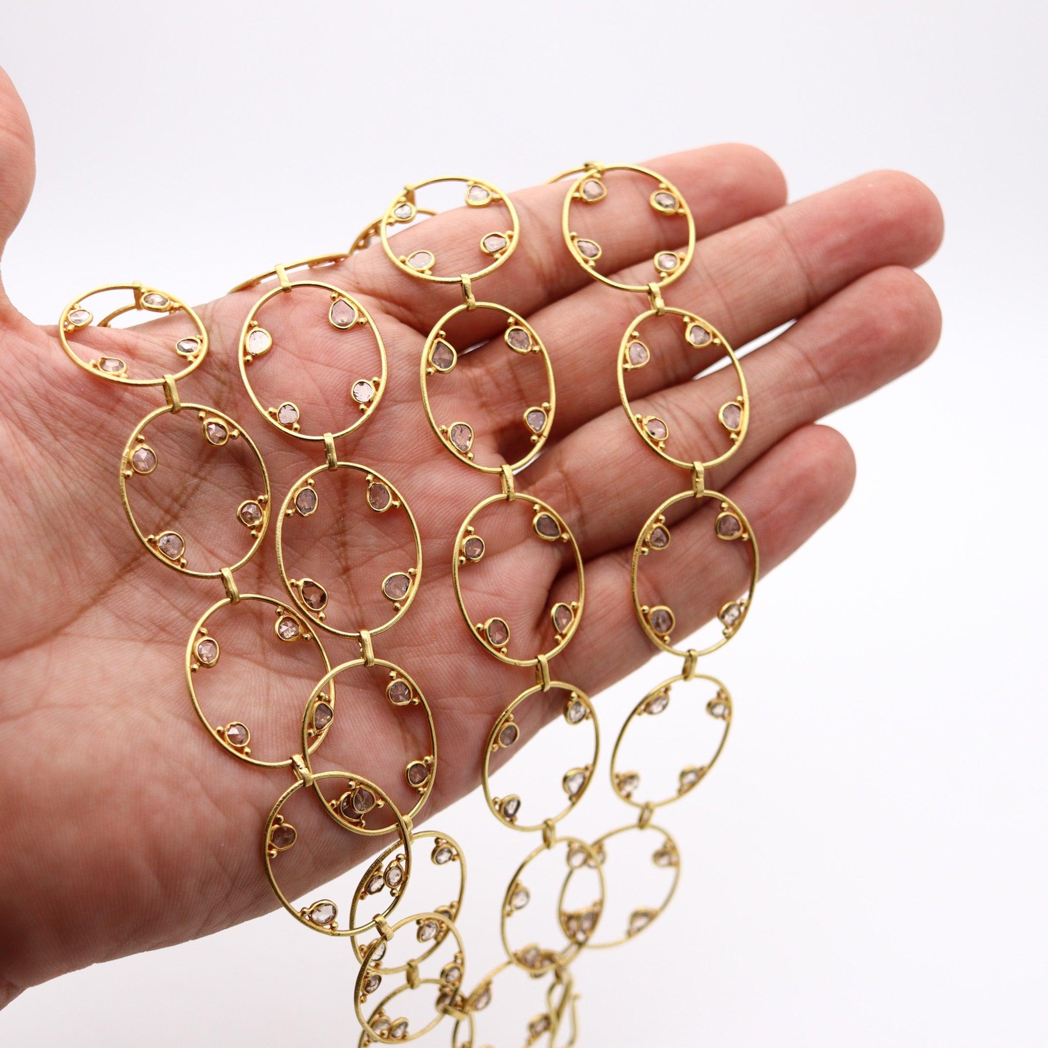 ANTIQUE 1900 Geometrisches Sautoir aus 19 Karat Gold mit 16,80 Gesamtkaratgewicht in Rosenschliff Diamanten im Angebot 5