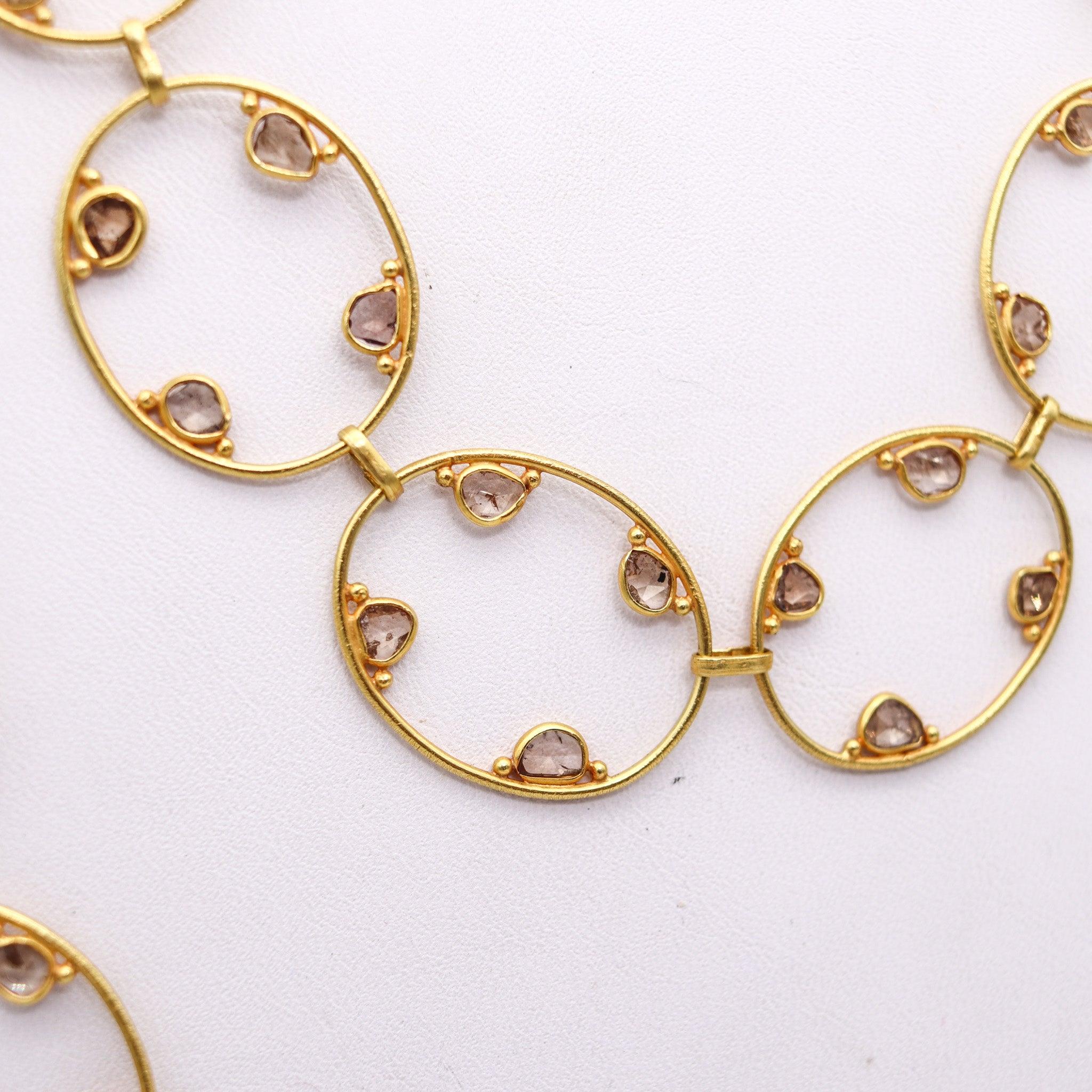 ANTIQUE 1900 Geometrisches Sautoir aus 19 Karat Gold mit 16,80 Gesamtkaratgewicht in Rosenschliff Diamanten im Zustand „Hervorragend“ im Angebot in Miami, FL