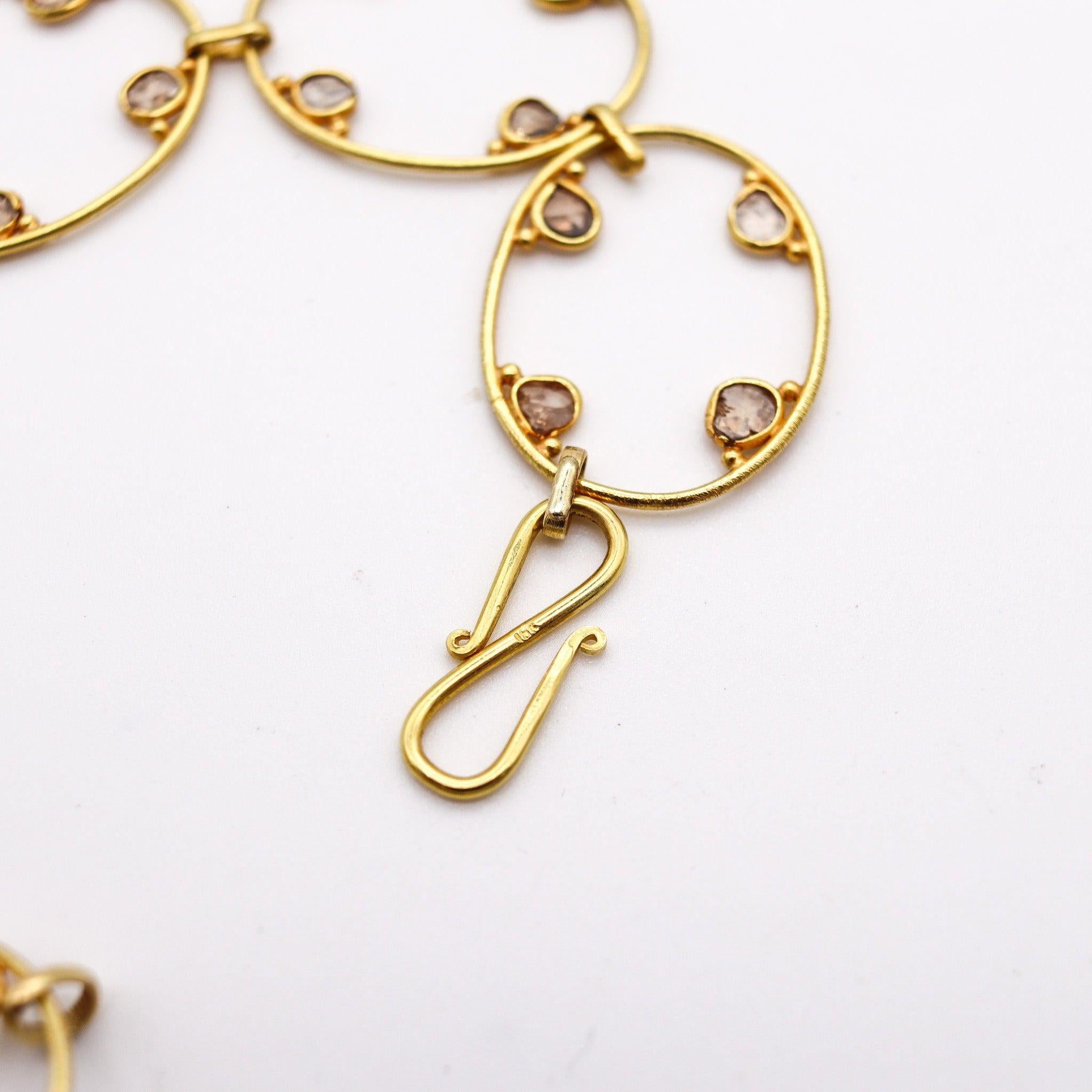 ANTIQUE 1900 Geometrisches Sautoir aus 19 Karat Gold mit 16,80 Gesamtkaratgewicht in Rosenschliff Diamanten Damen im Angebot