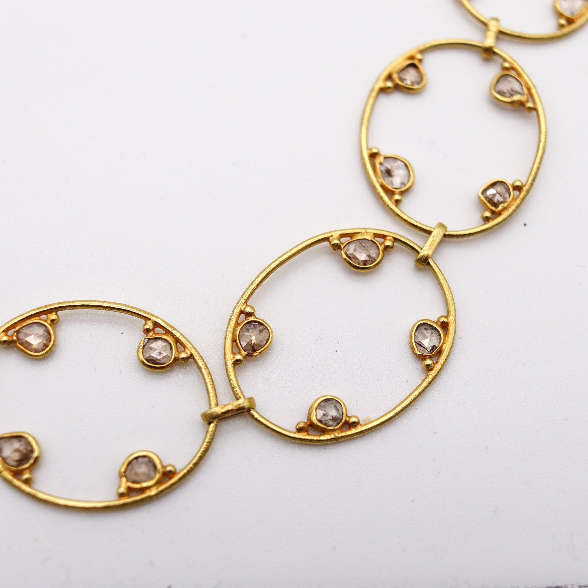 ANTIQUE 1900 Geometrisches Sautoir aus 19 Karat Gold mit 16,80 Gesamtkaratgewicht in Rosenschliff Diamanten im Angebot 4