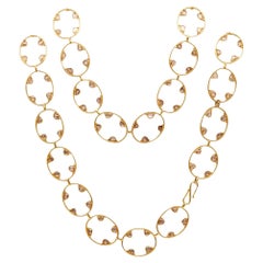 ANTIQUE 1900 Geometric Sautoir In 19Kt Gold With 16.80 Ctw In Rose Cuts Diamonds