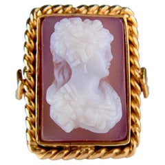 Antique 1900 Hardstone Cameo Ring 18k