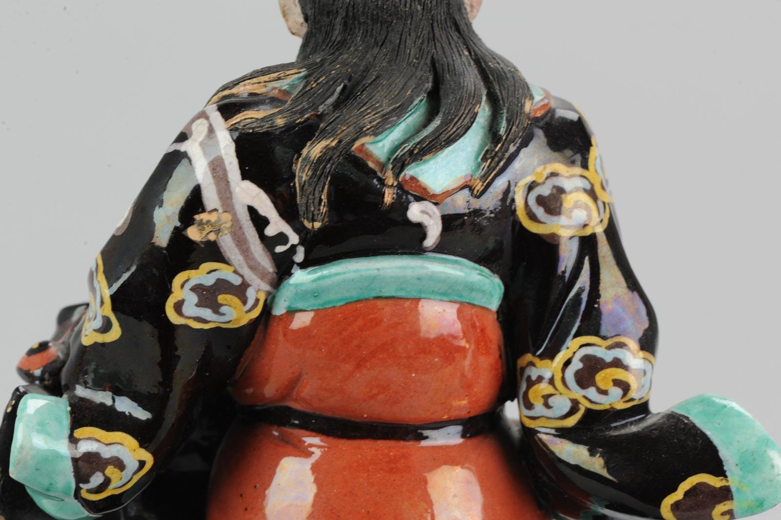 Antique 1900 Meiji Period Artist Signed Japanese Porcelain Statue of Warrrior 9