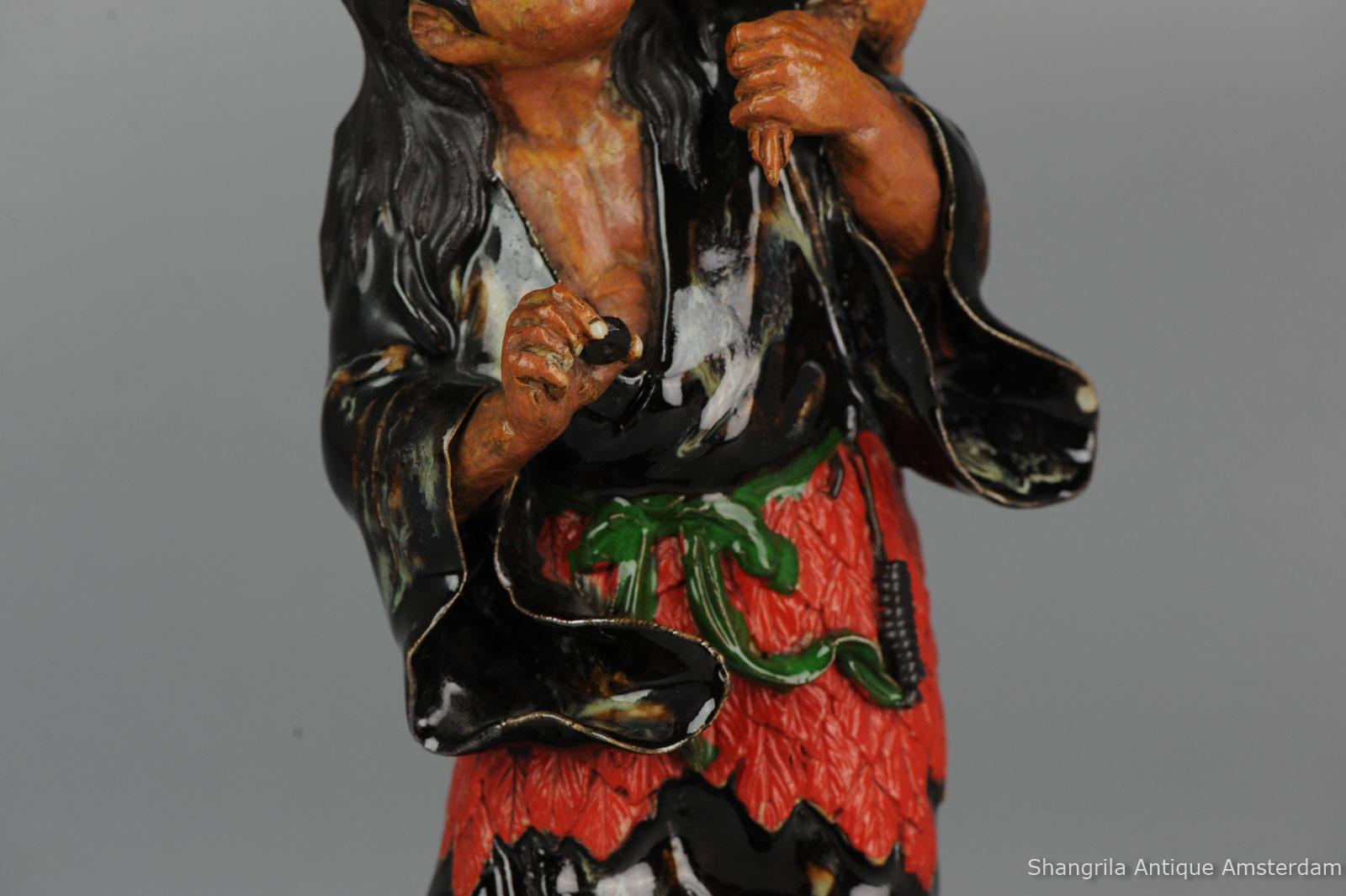 Antique 1900 Ryosai Sumida Artist Signed Japanese Porcelain Statue Liu Hai 1