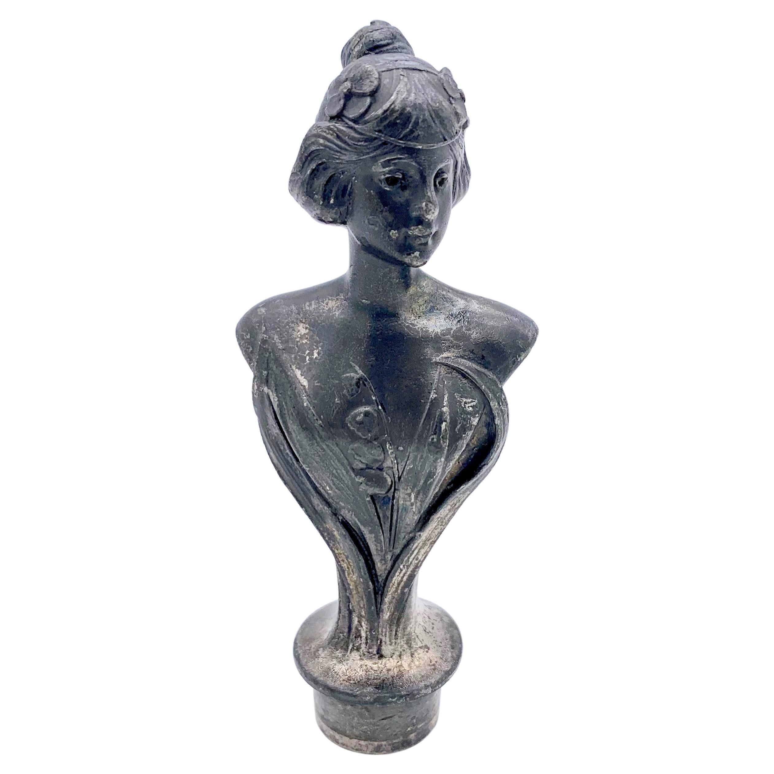 Antike antike 1900 Siegel Jugendstil Jungfrau Lilien der Täler Initialen LH Metall im Zustand „Gut“ in Munich, Bavaria