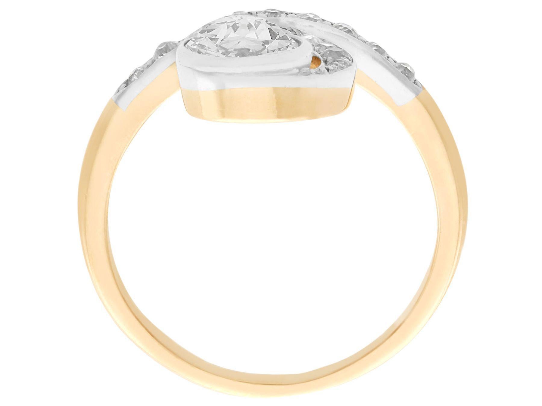 Antiker 1900er Jahre Cocktail-Ring mit 1,60 Karat Diamant und Gelbgold Damen im Angebot