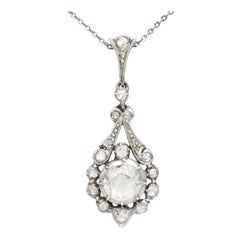 Antique 1900s 2.00 Carat Diamond and Yellow Gold Pendant
