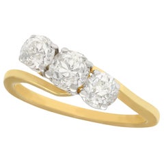 Used 1900s 2.04 Carat Diamond Yellow Gold Trilogy Ring
