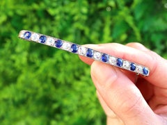 Antique 1900s 2.55 Carat Diamond and 2.60 Carat Sapphire Platinum Brooch