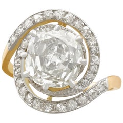 Antique 1900s 3.32 Carat Diamond and Yellow Gold Platinum Set Twist Ring