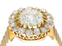 Antique 1900s 3.52 Carat Diamond and Yellow Gold Cluster Ring