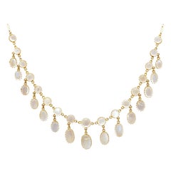 Antique 1900s 42.20 Carat Moonstone and Yellow Gold Necklace