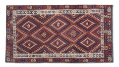 Antique 1900s Anatolian Wool Kilim, Turkish Tribal Geometric Rug 285x160cm