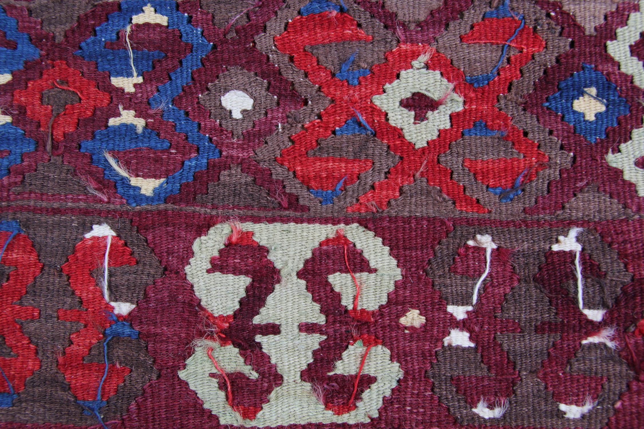 Antiker 1900er Anatolischer Woll-Kilim, Türkischer Geometrischer Stammes-Teppich 285x160cm im Zustand „Hervorragend“ im Angebot in Wembley, GB
