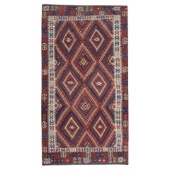 Antique 1900s Anatolian Wool Kilim, Turkish Tribal Geometric Rug 285x160cm