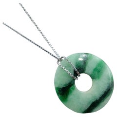 Antique 1900s Deep, Apple & Light Green Jadeite Jade Peace Donut 平安扣 Pendant