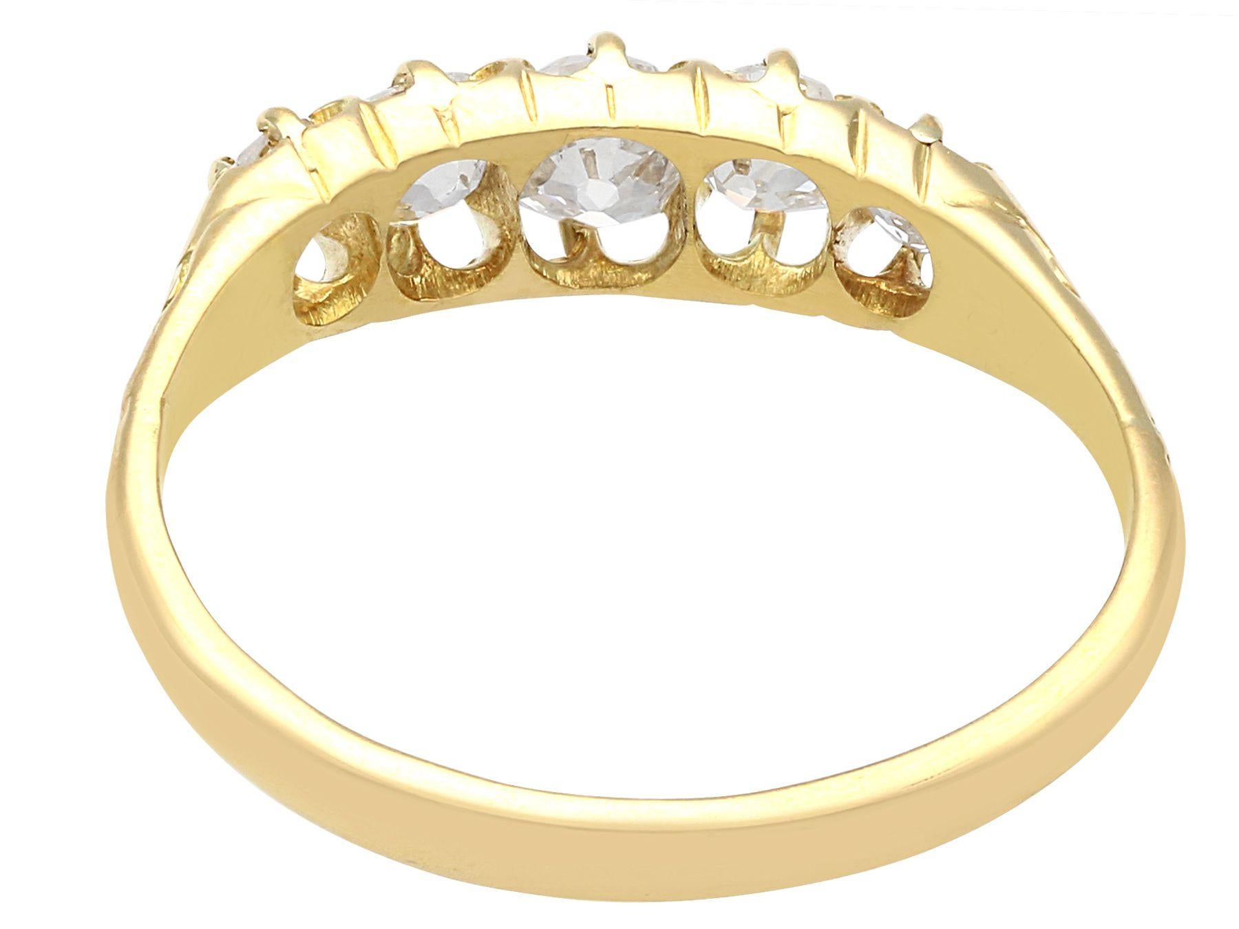 Fünf-Stein-Ring aus Diamant und Gelbgold aus den 1900er Jahren im Zustand „Hervorragend“ im Angebot in Jesmond, Newcastle Upon Tyne