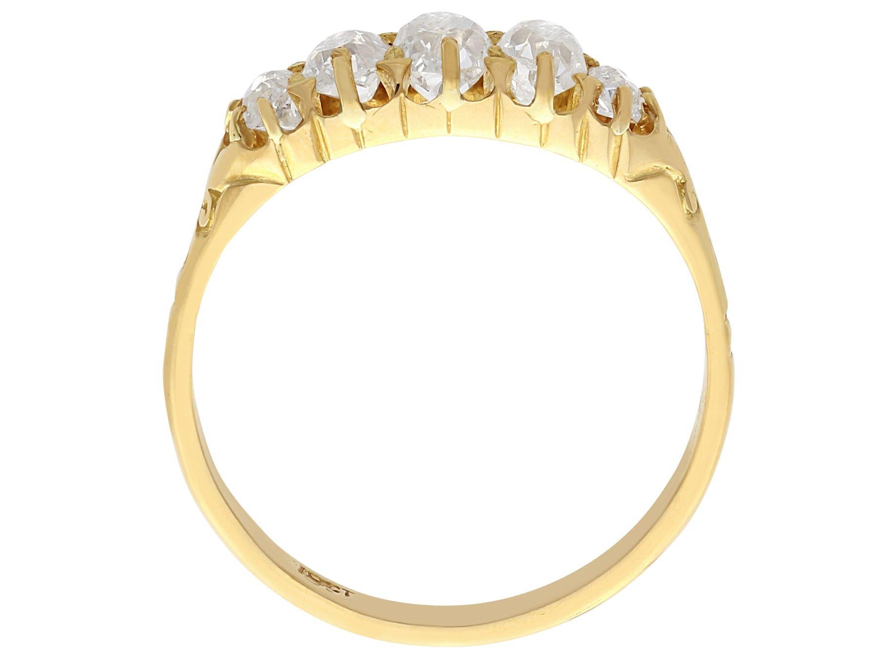 Women's 1900s Diamond and Yellow Gold Five-Stone Ring For Sale