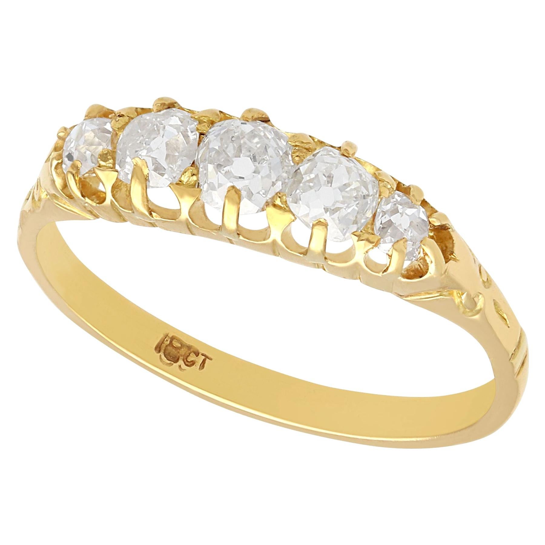 Fünf-Stein-Ring aus Diamant und Gelbgold aus den 1900er Jahren