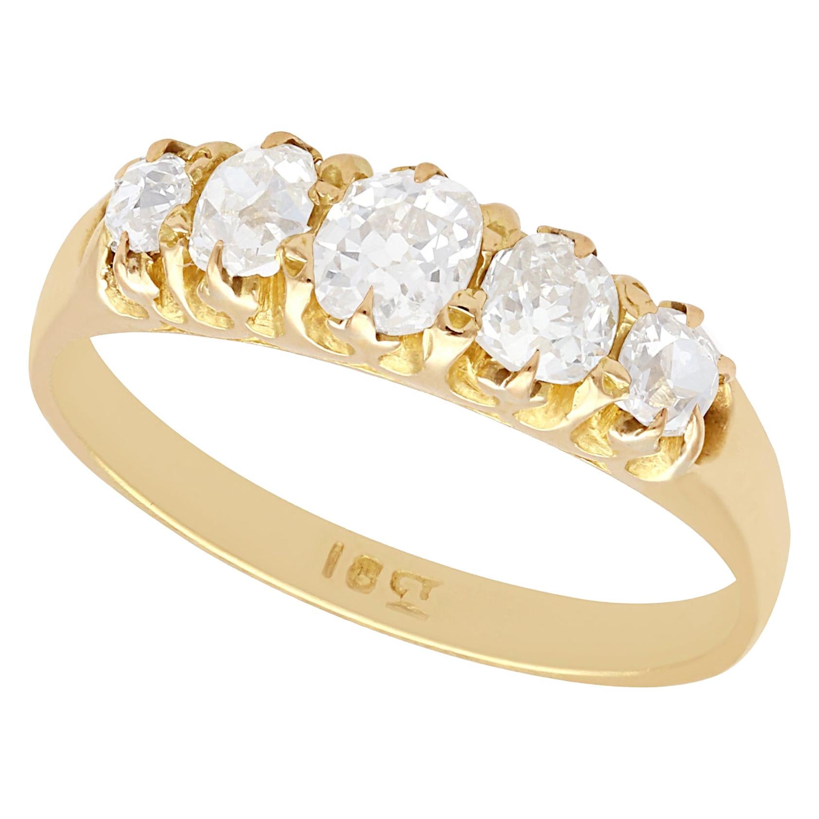 Antique 1900s Diamond and Yellow Gold Five-Stone Ring