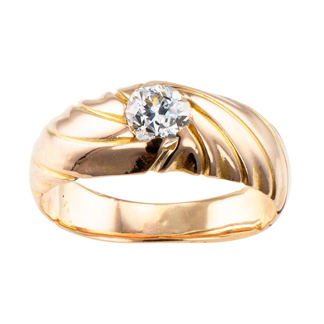 Antique 1900s Diamond Solitaire Gold Engagement Ring