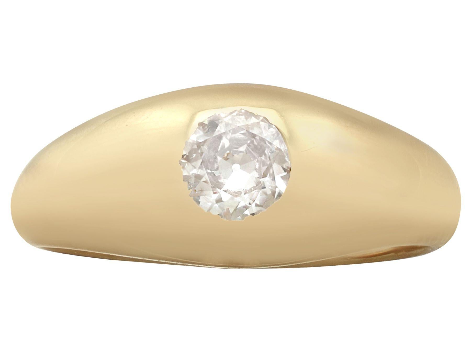 Round Cut Antique 1900s Diamond Yellow Gold Gent's Ring