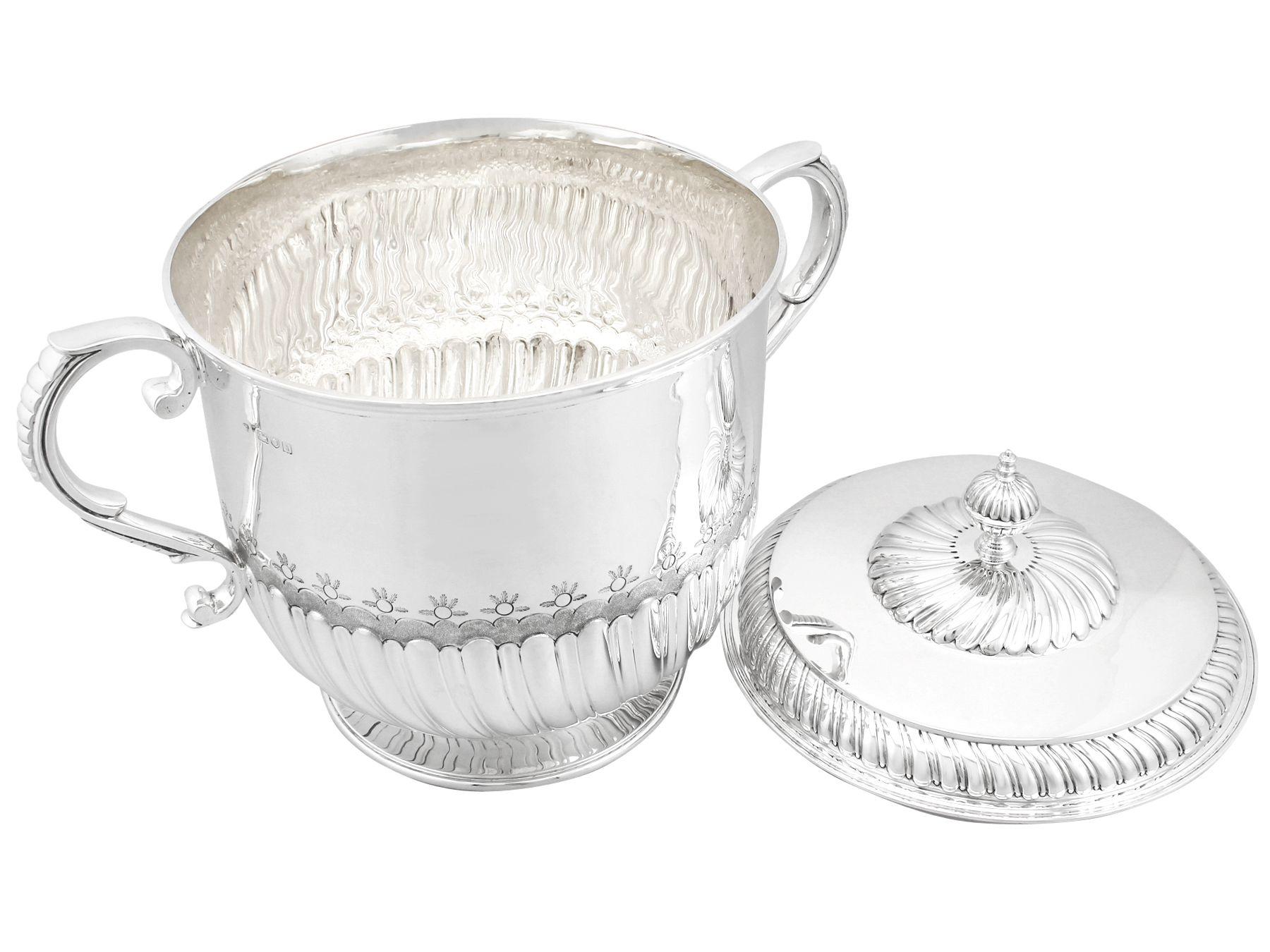Edwardian Sterling Silver Trophy Cup and Cover For Sale 1