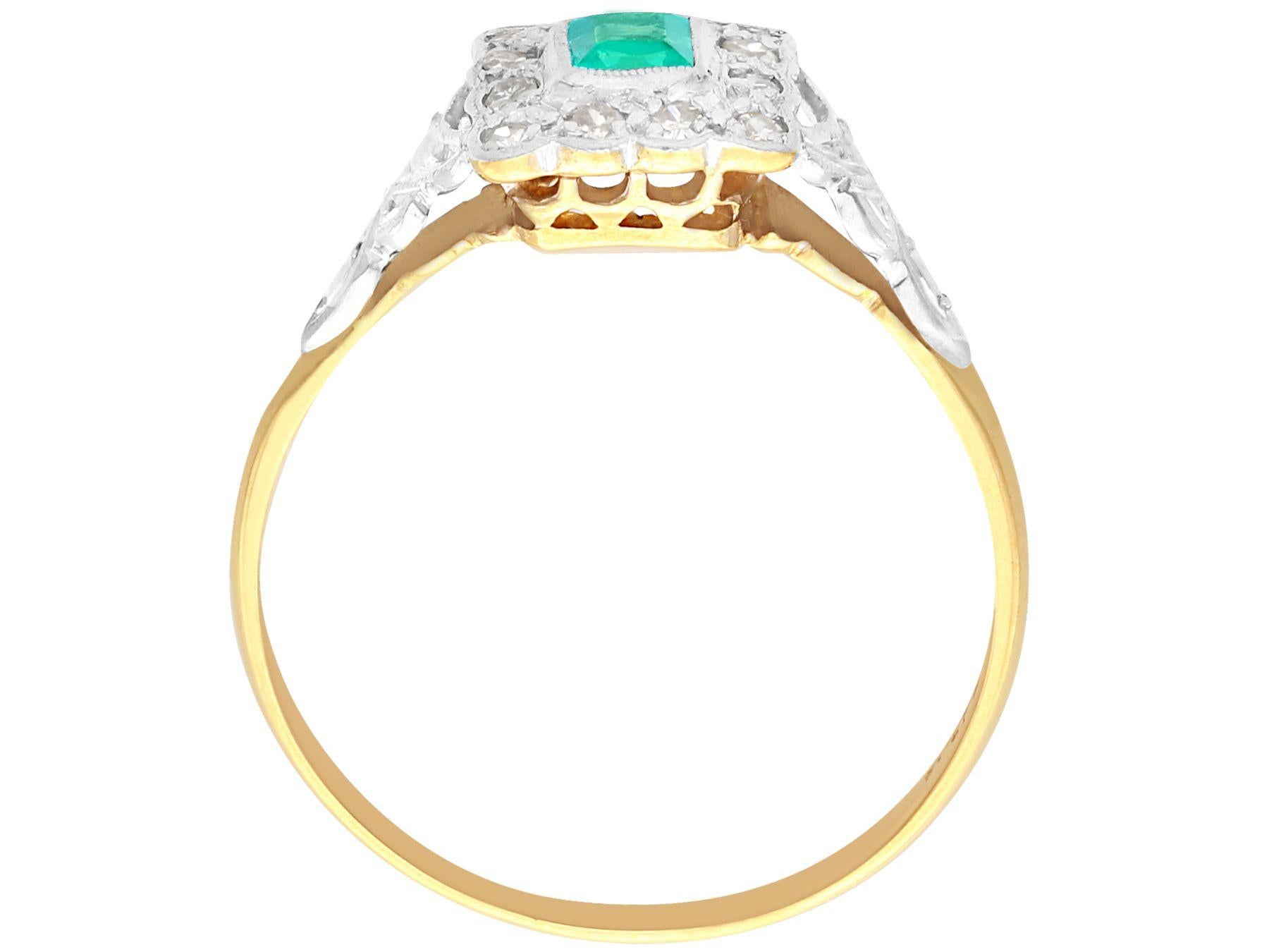 Antique 1900s Emerald and Diamond Yellow Gold Cocktail Ring In Excellent Condition In Jesmond, Newcastle Upon Tyne